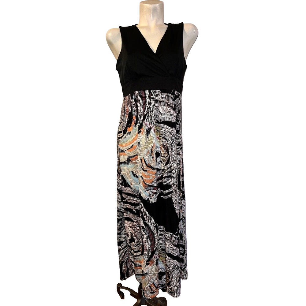 John Paul Richard Black Floral Firework Print Maxi Dress Small NWT M1035930J